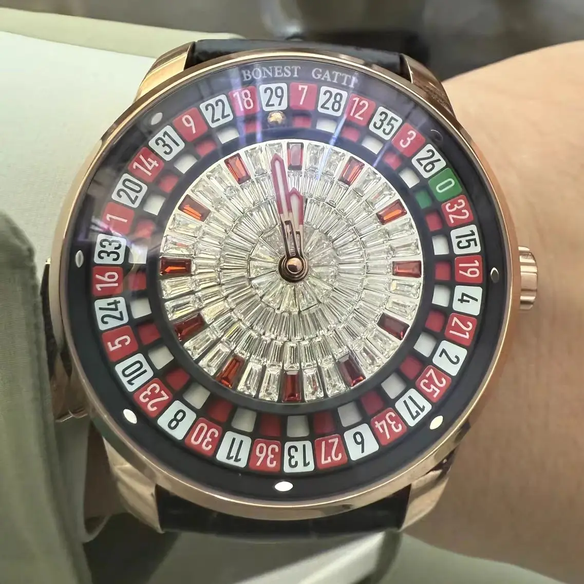 BONEST GATTI Men Automatic Watch 43mm Mechanical Wristwatch Rotatable Roulette Game Dial Sapphire Mirror Luminous Crystal Dial