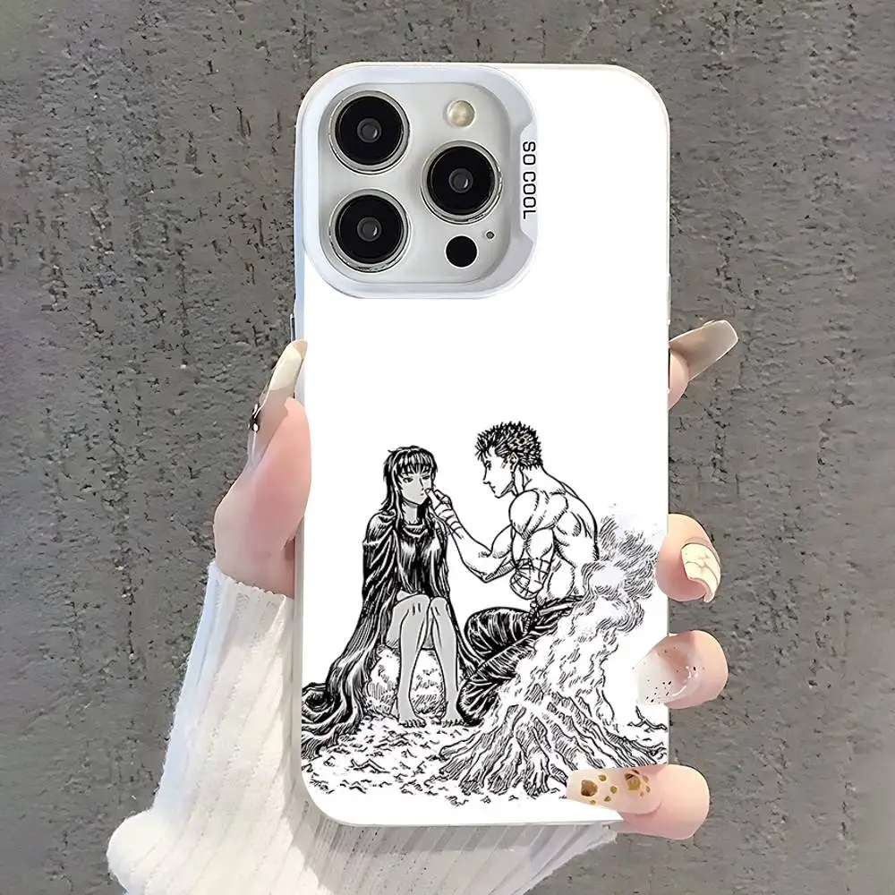 Etui na telefon Comic B-Berserk Guts Casca do iPhone 17,16,15,14,13,12,11,Pro,XS,Max,Plus,Mini,SE Białe Cukierkowe Matowe Odporne na Wstrząsy