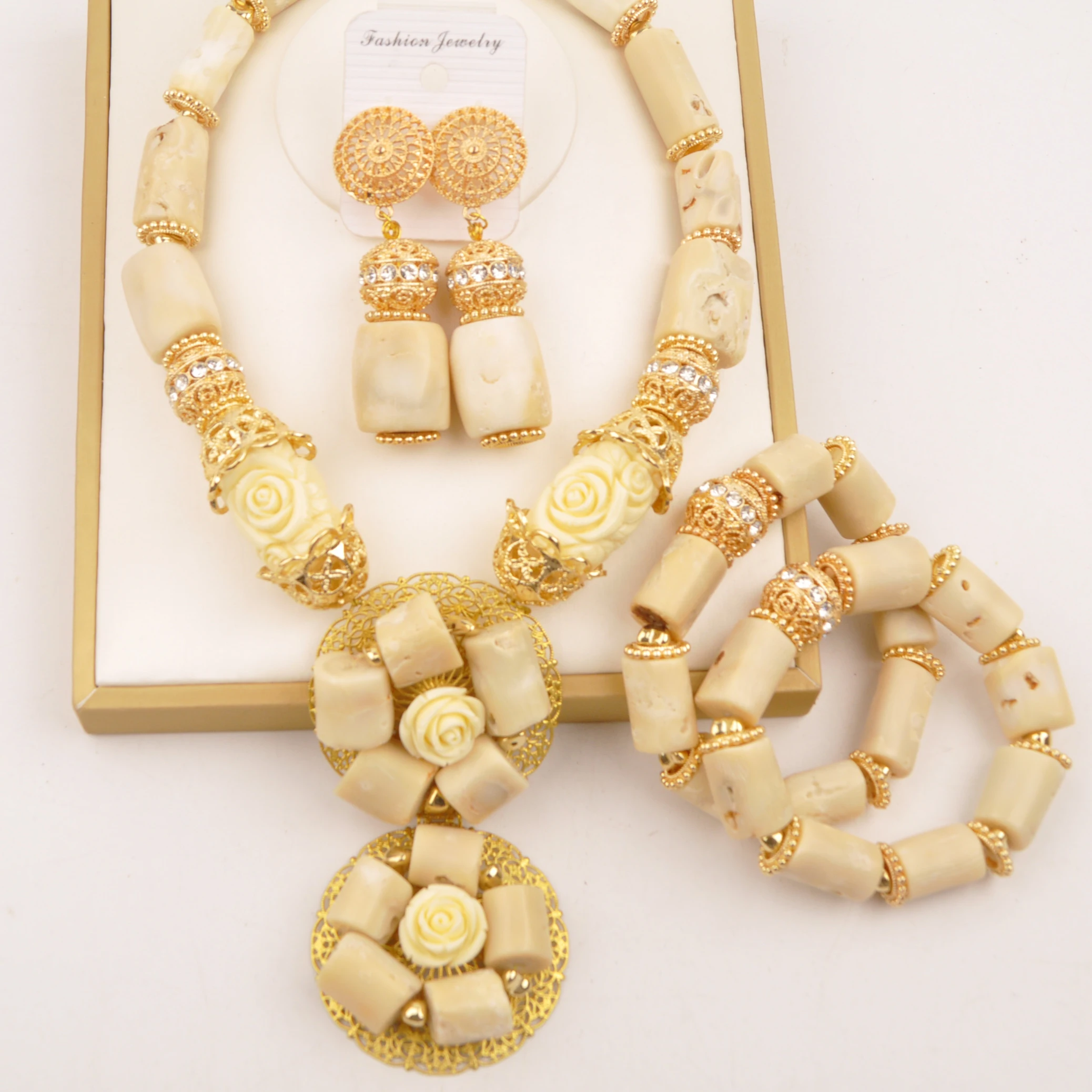 

White Real Nigerian Coral Beads Jewelry Set