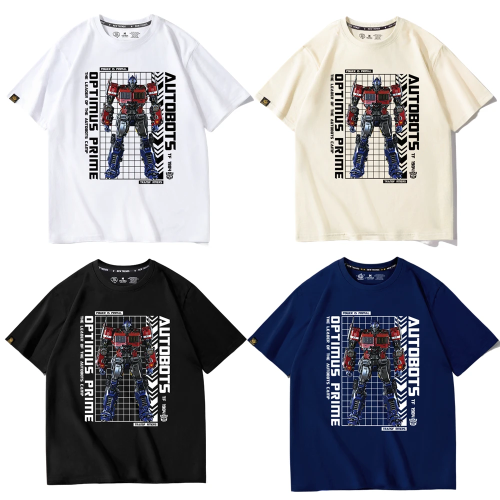 Transformers Peripherals Autobots Optimus Prime Cartoon Cotton Short-Sleeved T-Shirt Summer Round Neck Top Birthday Gift