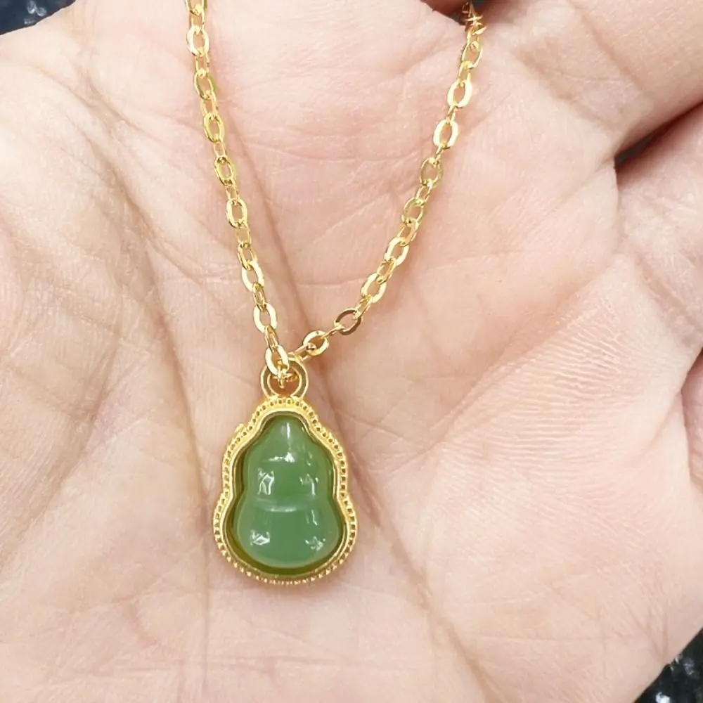 

1/6 Miniature Simulation Necklace Chinese Beauty Blessing Mini BJD Jade Buckle Necklace Dress Up DIY Mini Jade Gourd Necklace