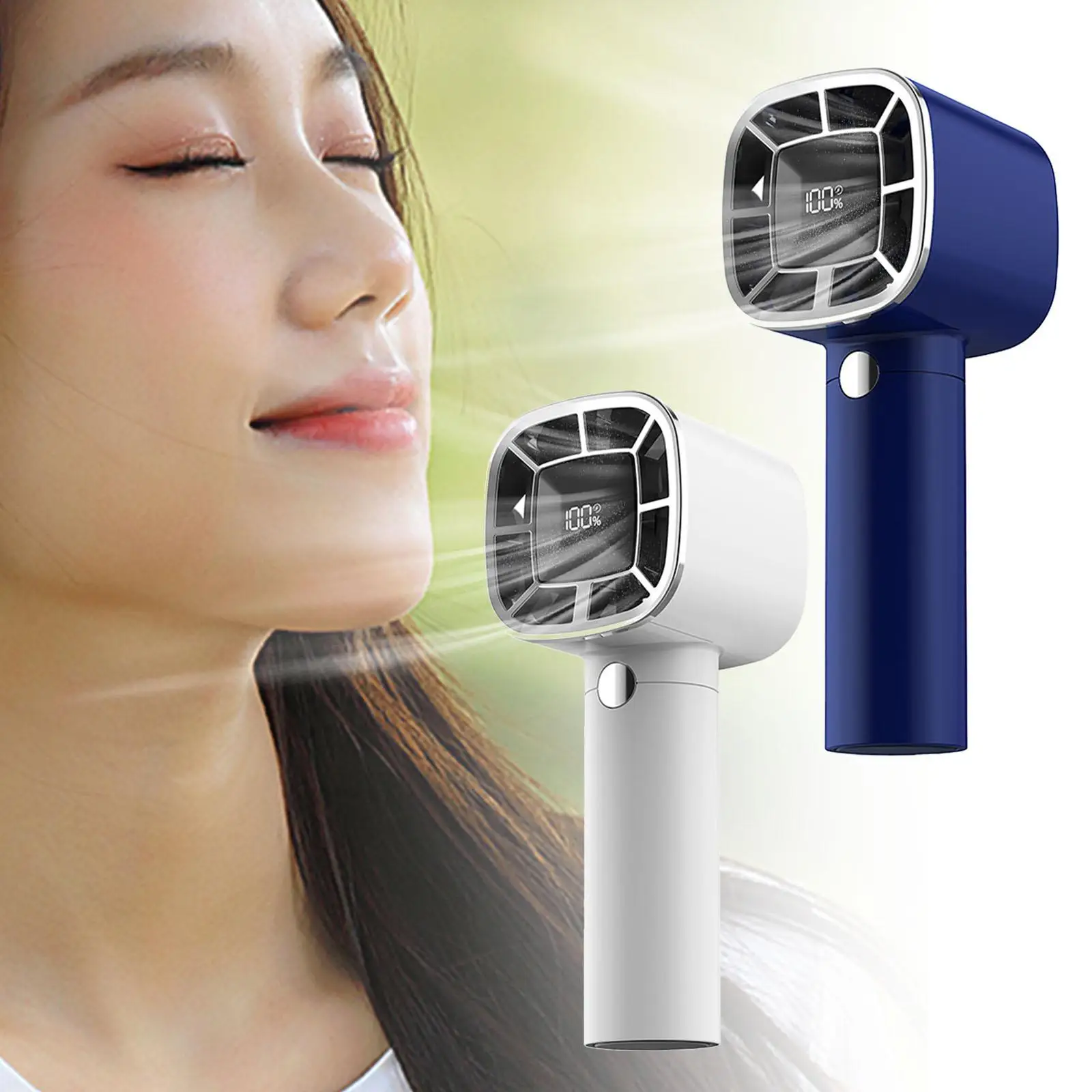 Handheld Fan USB Rechargeable Mini Portable Fan Digital Display Air Cooling Fan Table Fan 3 Wind Speeds