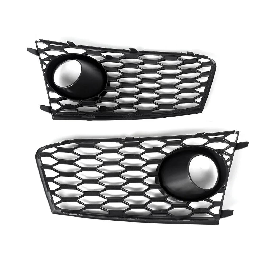 

4G8807681G 4G8807682G Pair ABS Black Car Honeycomb Mesh Front Bumper Fog Light Cover Lower Bezels Grille For Audi RS7 2014-2018