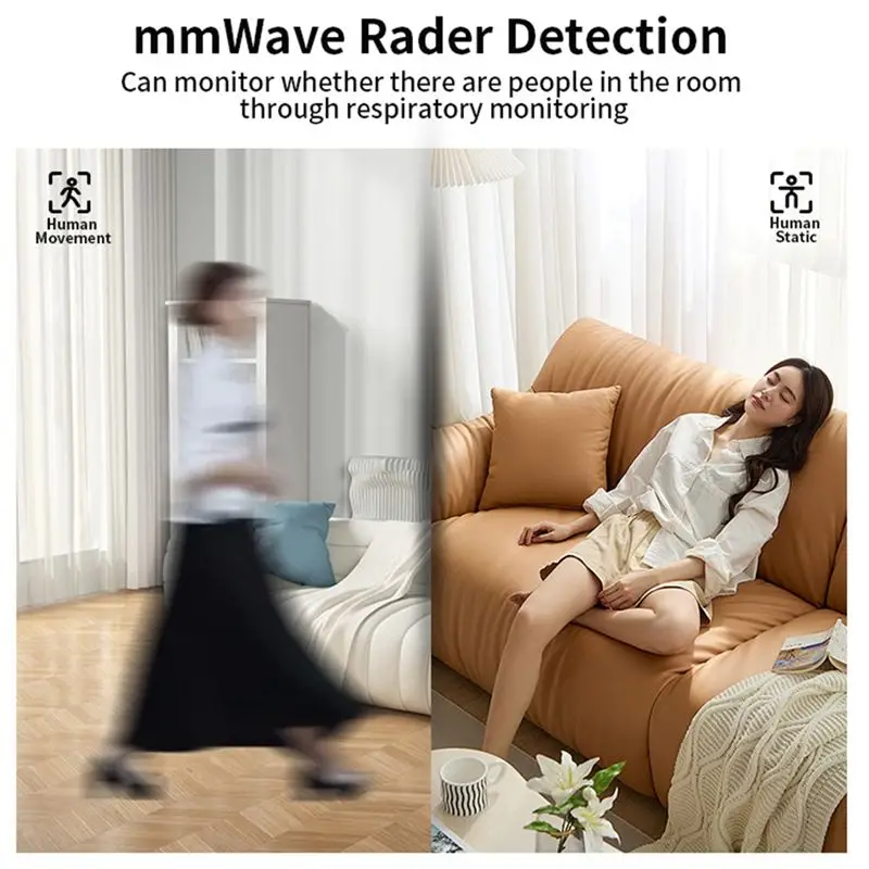 DT51 Tuya WIFI Human Presence Detector Motion Sensor Respiratory Motion Detection Smart Home Security Alarm 130°