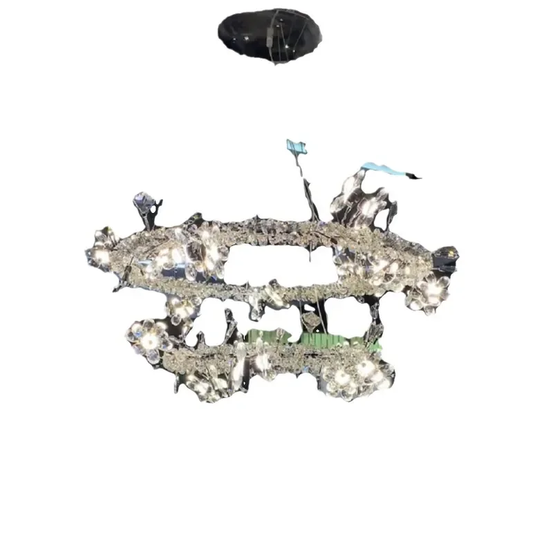 Luxury Crystal Chandelier Ring Flower Branch Art Pendant Light for Villa Living Room Dining Restaurant Private Space Decor