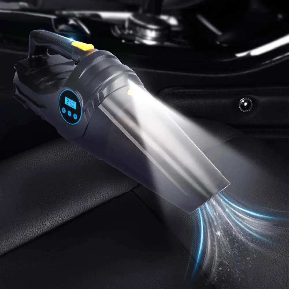 

4k Pa Powerful Car Vacuum Cleaner Tire Inflation Pump LED Light Dust Collector Large Capacity Wired Hand Held Car Vacuum Cleaner