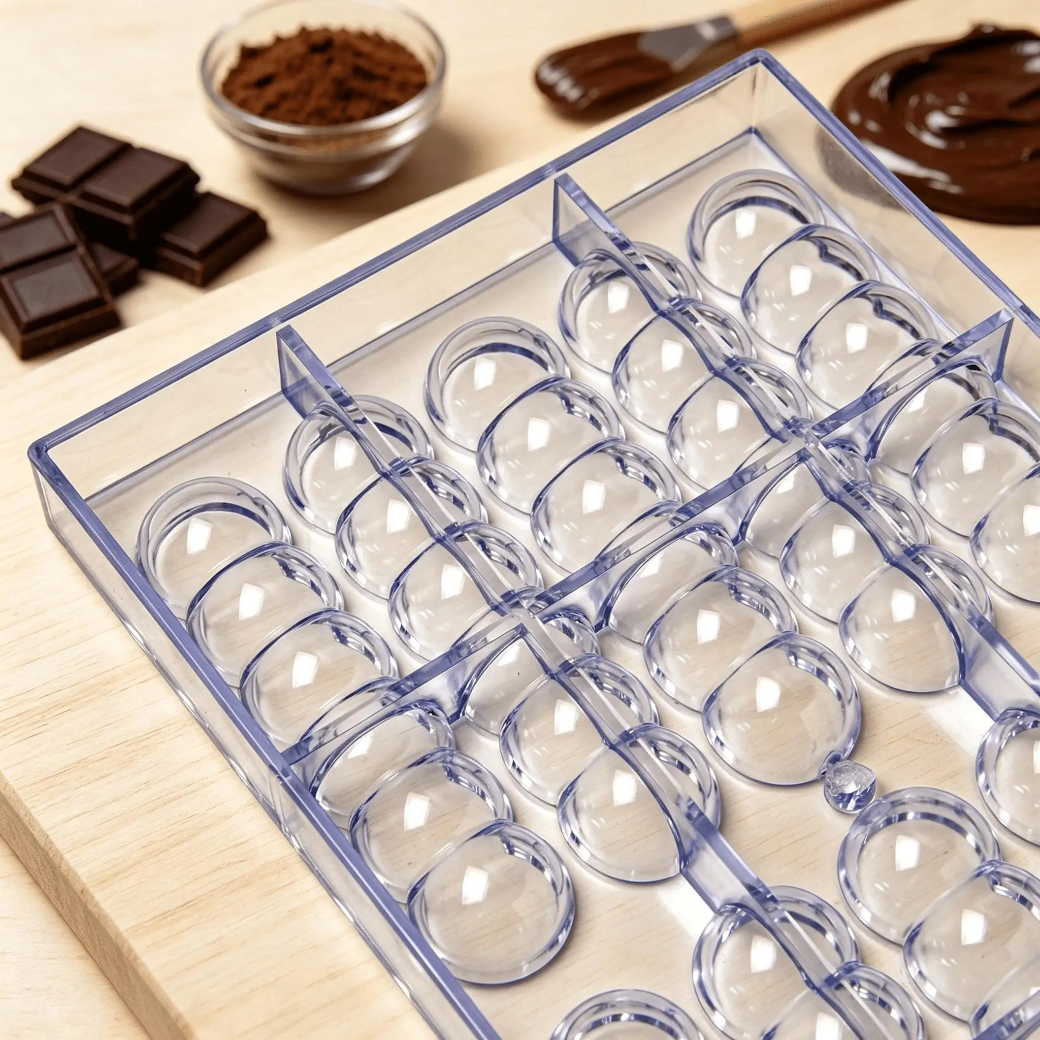 Hard Transparent Plastic Half‑Sphere Chocolate Mold, 10‑Cavity Reusable DIY Mould for Filled Homemade Candy Confectionery view 4