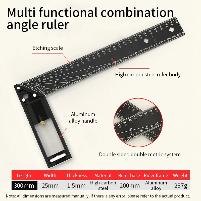 

Industrial Grade Thickened Angle Ruler 90 Degree Multifunctional Right Tool High Precision Carpentry Positioning Marking Gauge