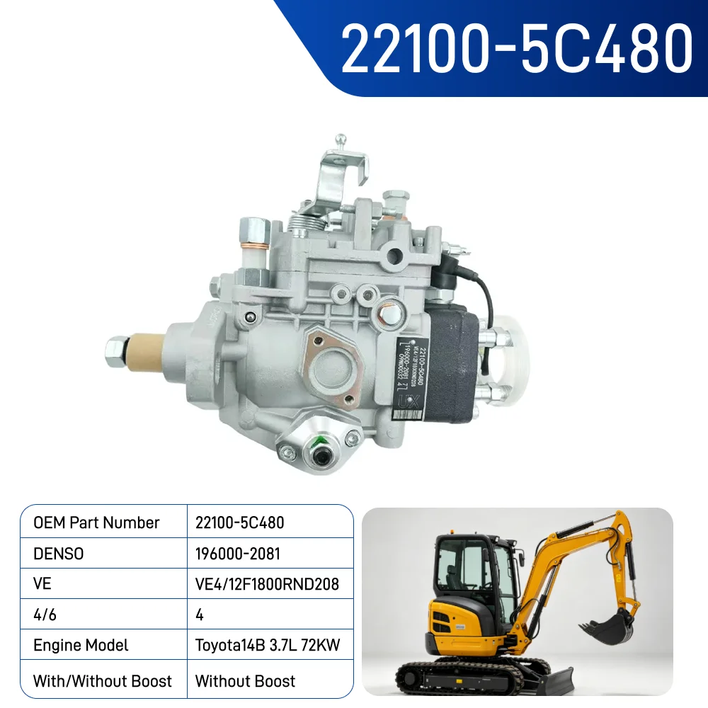 22100‑5C480 196000‑2081 VE4/12F1800RND2084 ，Diesel Fuel Injection Pump，for Toyota 14B 3.7L Naturally Aspirated Engine
