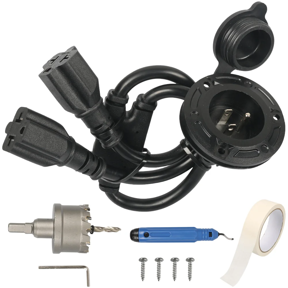 Car 20A Waterproof Power Cord RV Marine Camper Shore Inlet Box With Screw Car Electronics Accessories