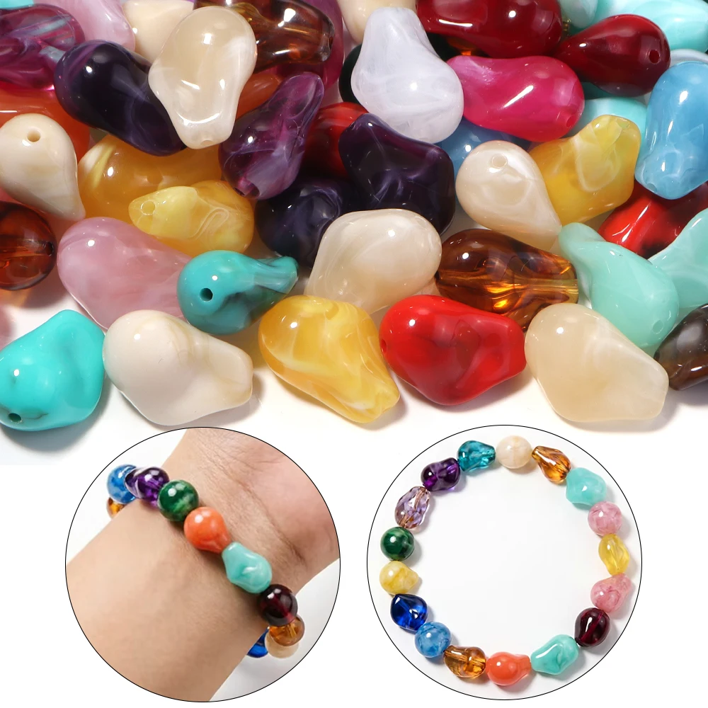 10 Stück unregelmäßige Perlen aus Acryl, Steinimitat, lose Abstandsperlen für DIY-Armbänder, Halsketten, Schmuckherstellung, Zubehör – Detail 5