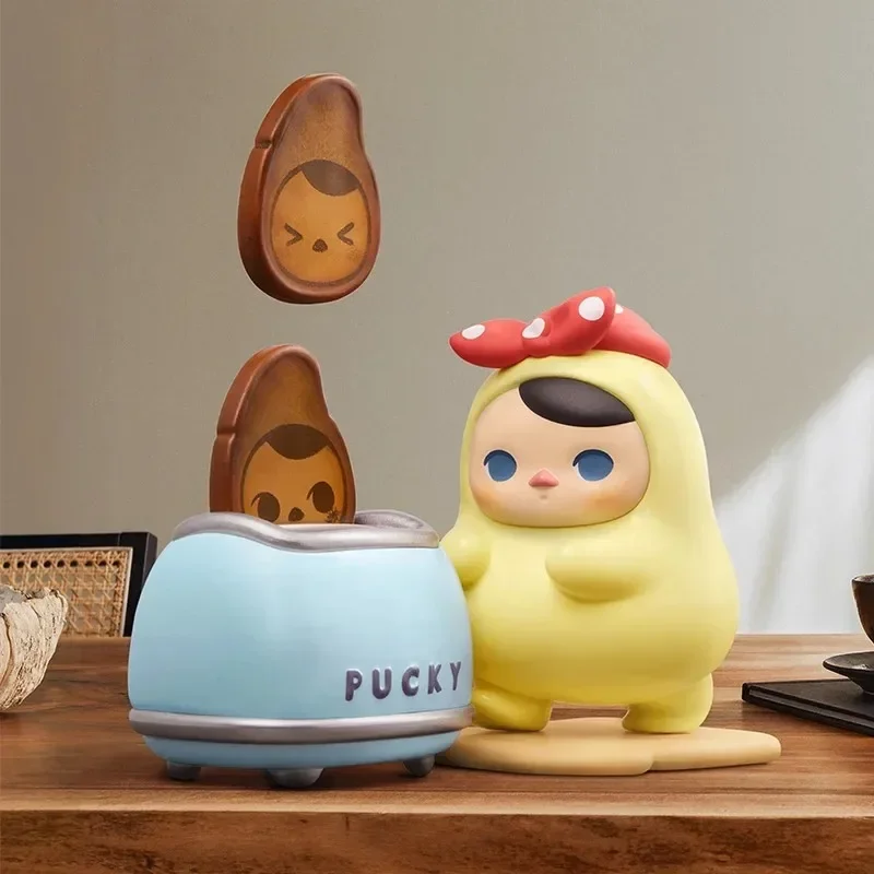 POP MART Pucky Home Time Series Blind Box Toys Kawaii อะนิเมะแอ็คชั่นฟิกเกอร์เซอร์ไพรส์กล่องลึกลับตุ๊กตาสาวของขวัญ