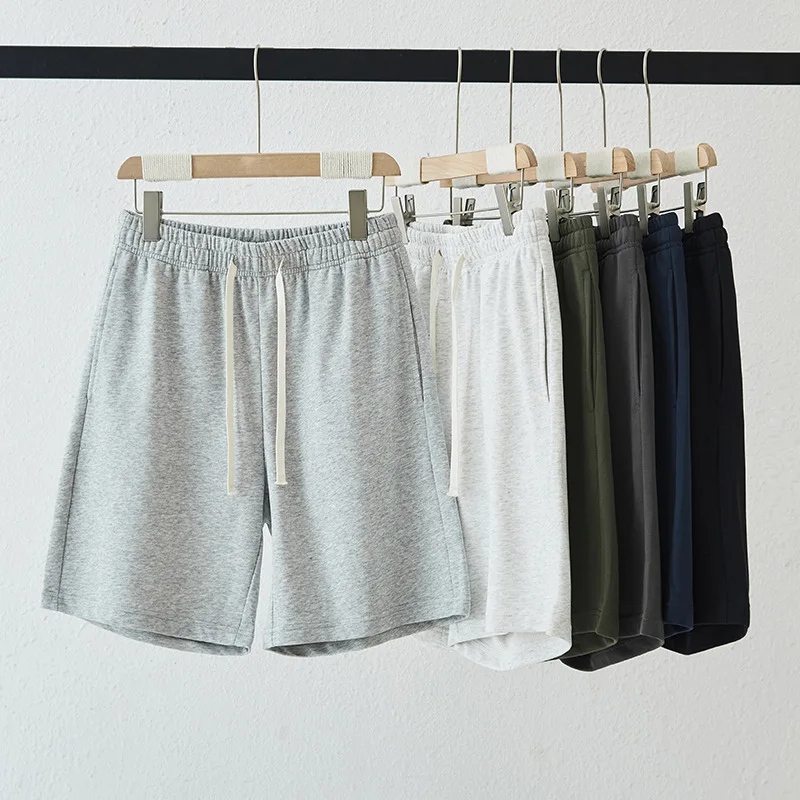 

Vintage Summer Shorts Men's Soild Elastic Waist Drawstring Terry Five-point Sweatpants Amekaji Japanese Style Casual Pants