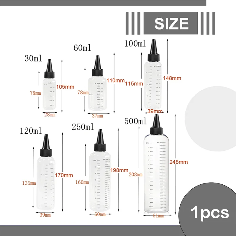 1pcs 30-500ml PET Plastic Pointed Bottles with Twist Top Cap Plastic Graduated Dropper Water Liquid Bottles for Ink Liquid Oils