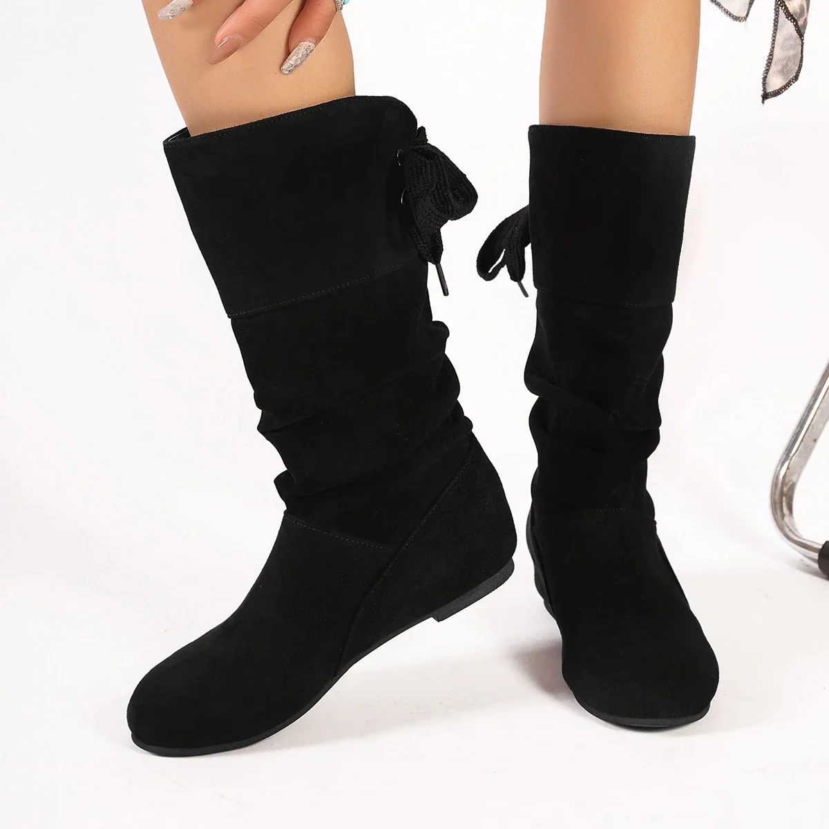 2024 New Mid-tube Snow Boots Fashion Casual Comfortable Mid Calf Boots Large Size Women Outdoor Flats Boots Shoes for Women