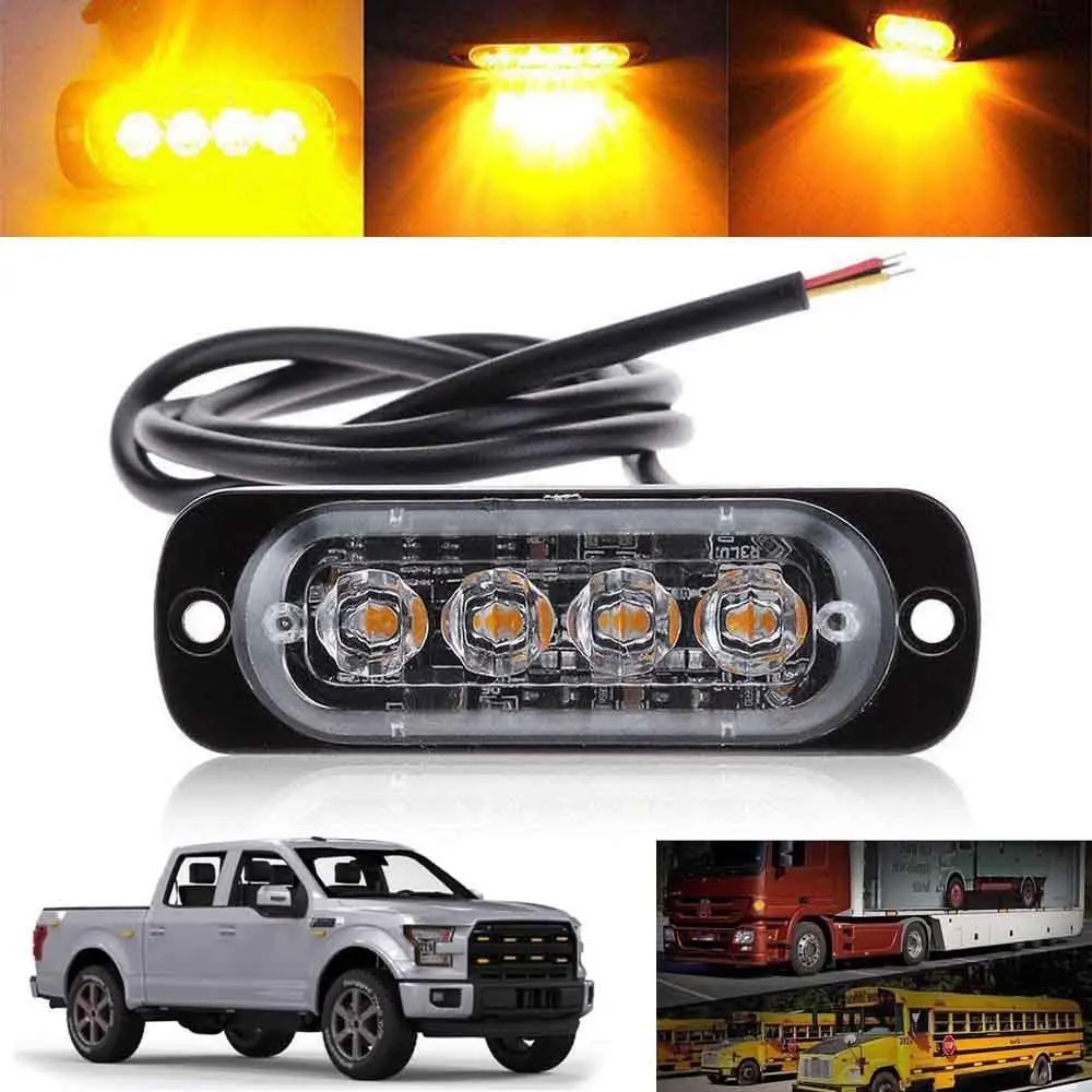 4LED Lamps for Car Truck Emergency Warning Hazard Flashing Strobe Light 12v/24v Truck Light Green Side Marker Light