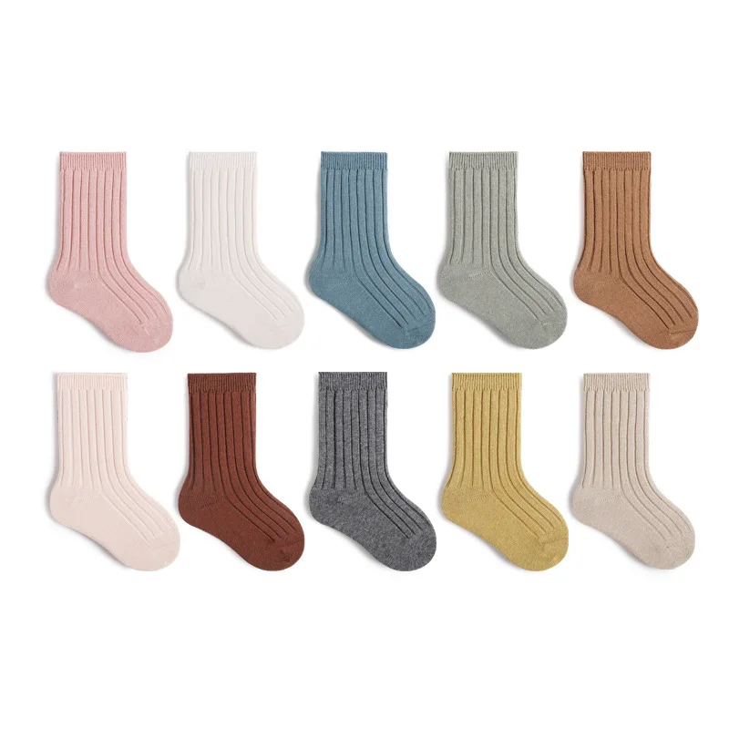 Baby Socks New Autumn Winter Newborn Toddler Kids Soft Solid Mid Sock Cotton Girls Infant Boys Boneless Socks 0-8Y Korean Style