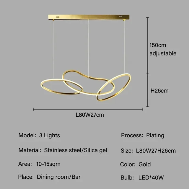 IISINUO Moderne LED Kreis Anhänger Lichter Für Esszimmer Küche Beleuchtung Glanz Dekor Kronleuchter Lampe Indoor Bar Hängen Lichter Leuchte 8