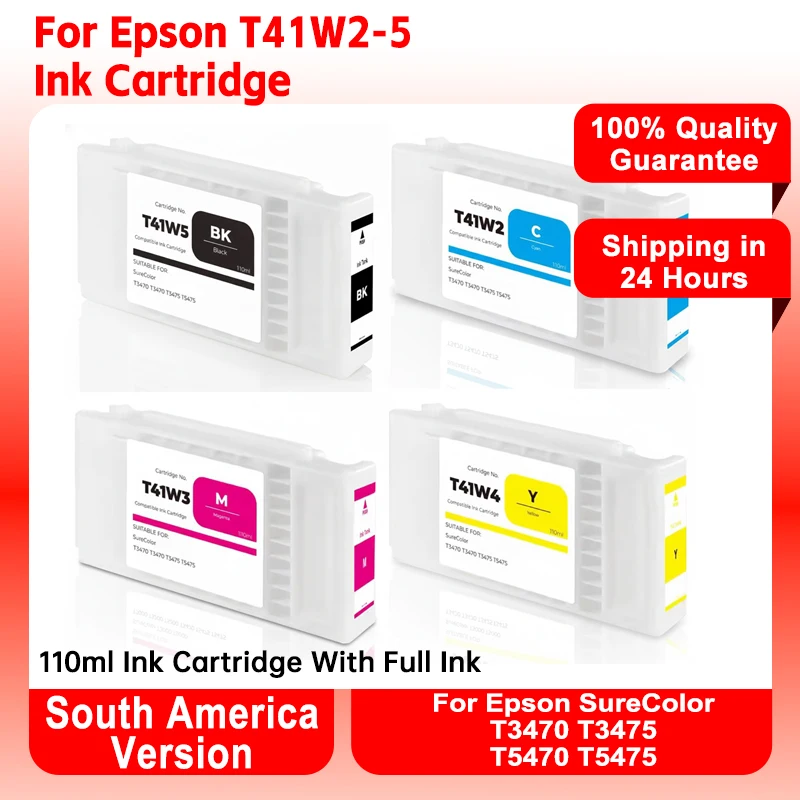 

GACINK T41W2 T41W3 T41W4 T41W5 110ml Pigment Ink Cartridge For Epson Sure Color T3470 T3475 T5470 T5475 Printer Ink Bag
