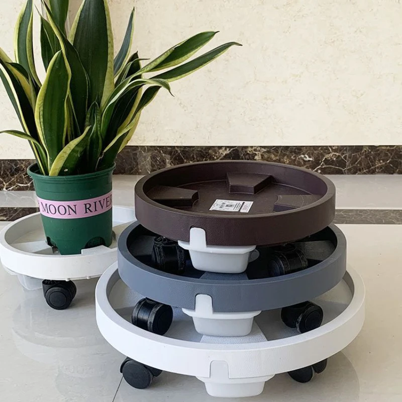 

Thickened Flower Pot Bracket Moveable Pot Trays Bonsai Base with Drawer Type Water Container Universal Wheels and Drainage Holes