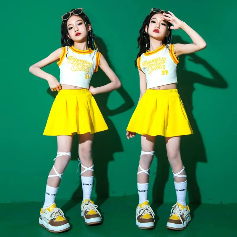 Kinder Hip Hop Sommer Kleidung Sets T-shirt Street Dance Rock Mädchen Crop Top Nette Outfits Kinder Jazz Cheerleader Kostüme