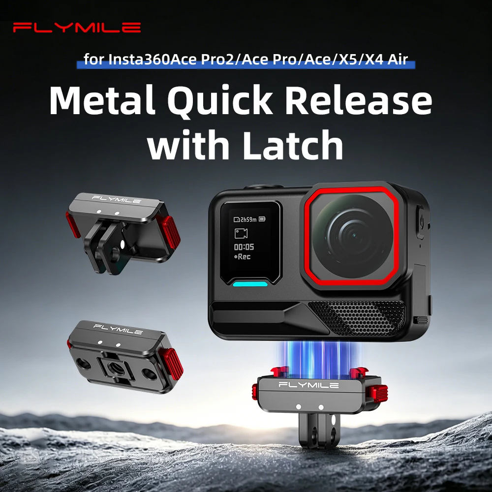 Flymile Magnetische Schnellwechselbasis für Insta360 X6 X5 Ace Pro 2 Zubehör mit 1/4″ Loch Metallhalterungsadapter Klappbare Krallen – Detail 1