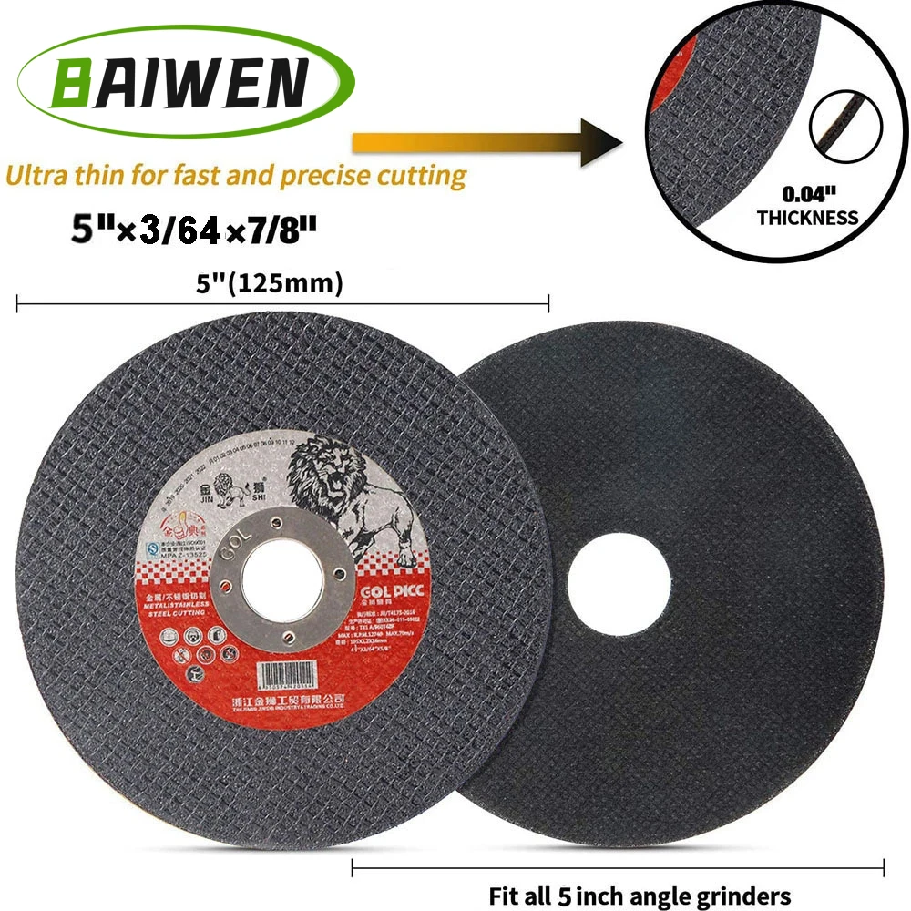 2-50PCS Resin Grinding Wheel 125mm 5\'\' Stainless Steel Cutting Discs Cut Off Wheels For Metal Angle Grinder Accessories