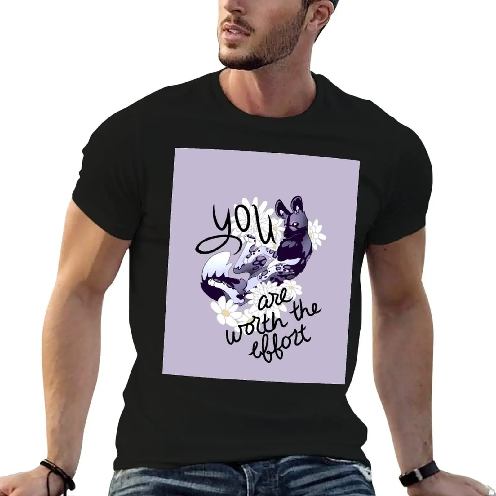 You Are Worth the Effort Painted Dog T-Shirt funny meme t-shirts Short sleeve tee for a boy baggy shirts black t shirts for men