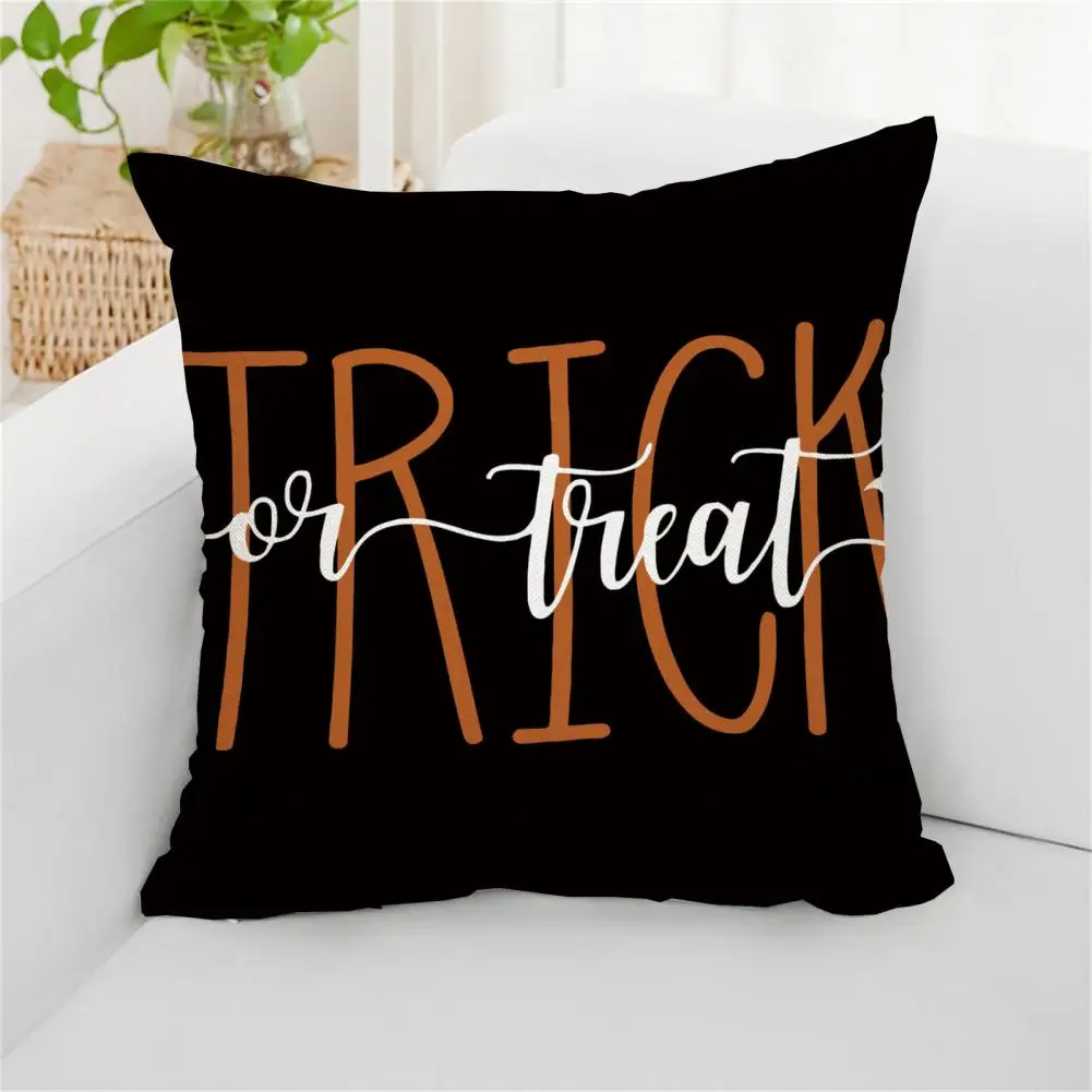 Sofa Cushion Super Soft Halloween Pumpkin Pillowcase Durable Square Pillow Cover for Bedroom Non-fading Wear Resistant