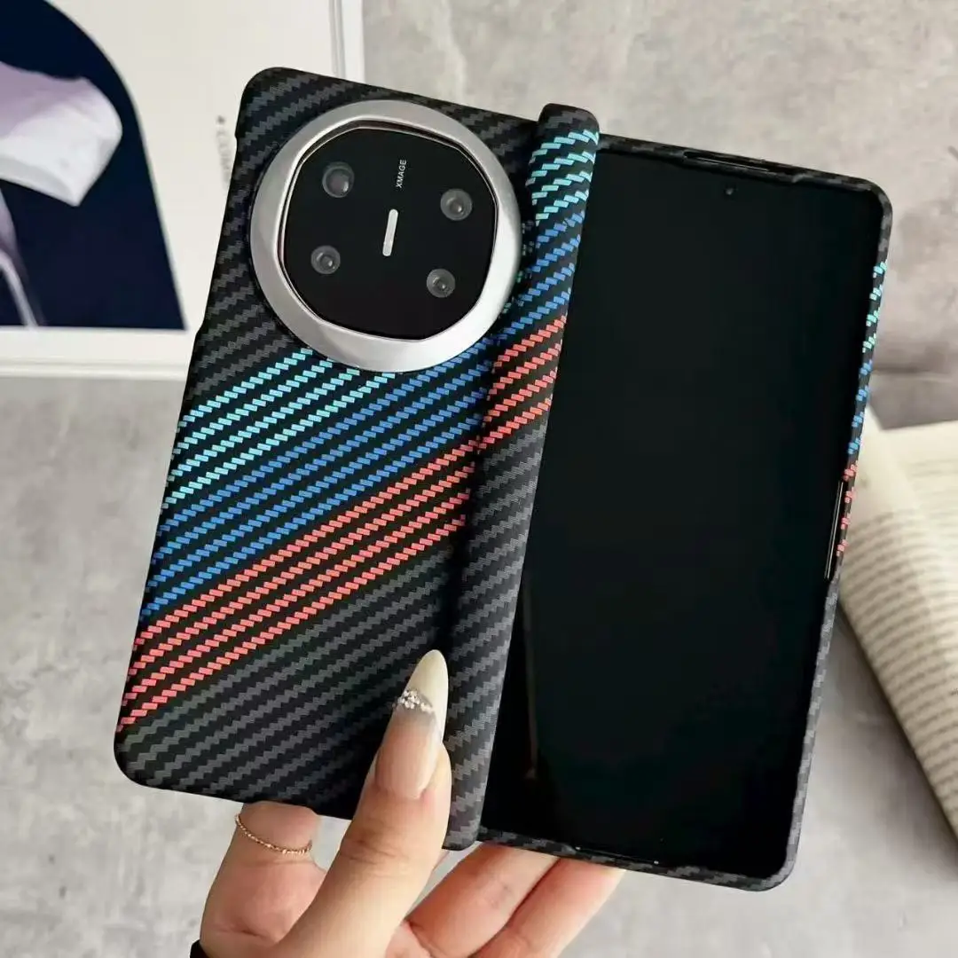 

For Huawei Mate X6 X5 X3 Case Protective Carbon Fiber Magsafe Back Cover Fashion IMD Middle Protector Carbon Mobile Phone Cases