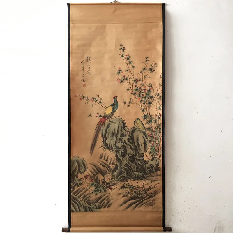 Framed Factory in Stock Wholesale Vintage Calligraphy and Painting Office Figure Painting Shi Tao Golden Pheasant Middle Hall Pa