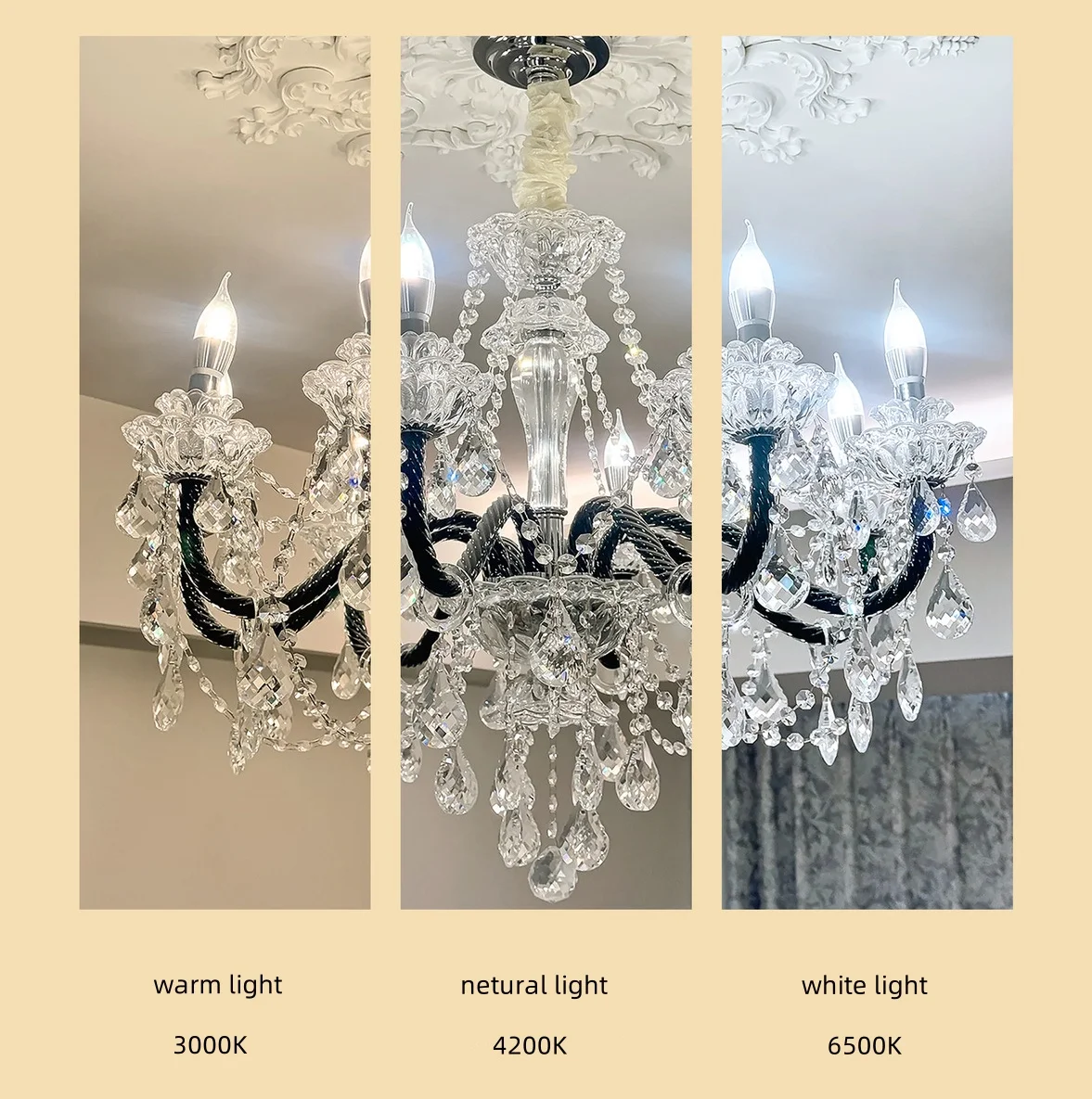 French Black Glass E14 Candle Chandelier American Clear