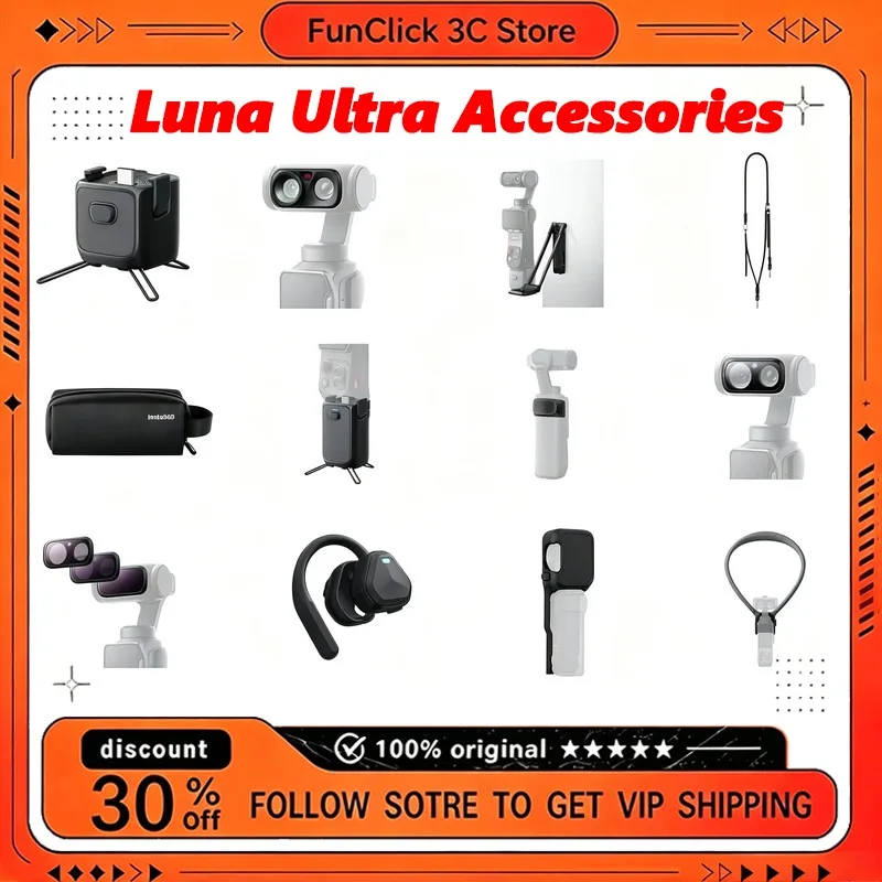 for Insta360 Luna Ultra Original Accessories Black Mist Filter Windproof Cover Crossbody Strap Wide Angle Lens Rear Shell