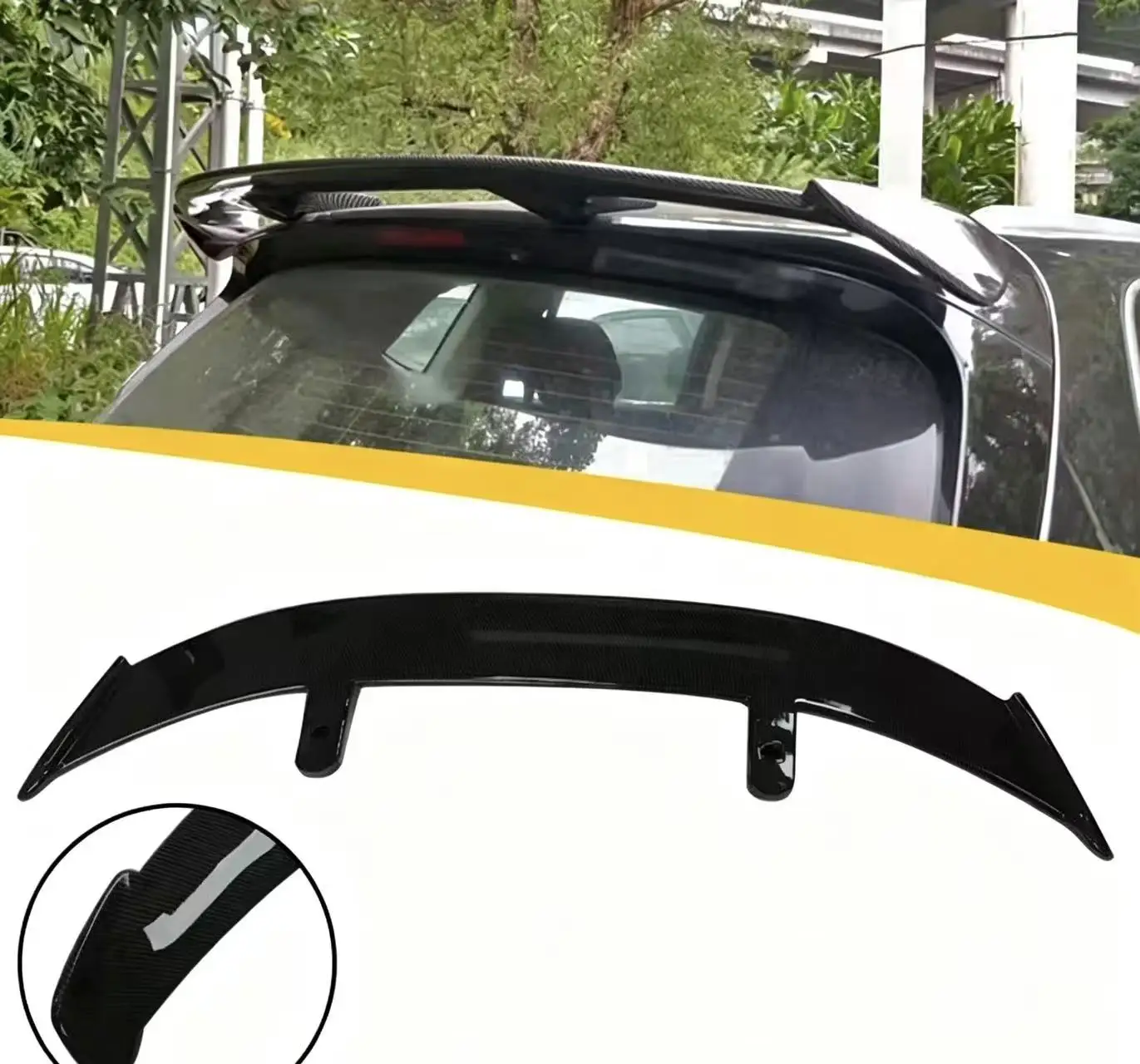 3rd‑Gen Universal Rear Window Roof Wing Spoiler, ABS Carbon‑Look For Most Sedans SUVs Car Exterior Modification Parts