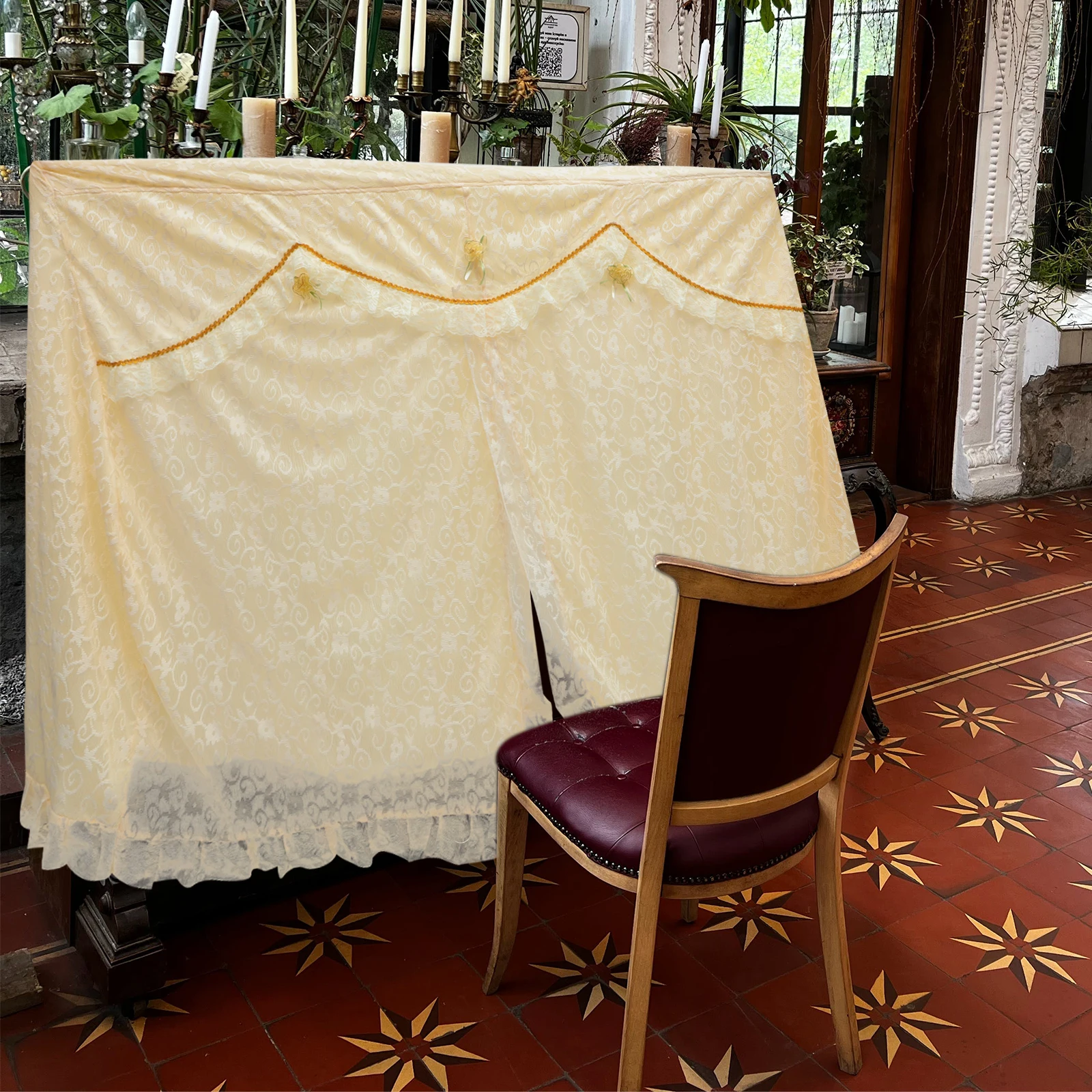 

Lace Piano Cover White Protective Dustproof Soft Material Keyboard Top Cloth Musical Instrument Accessories Piano