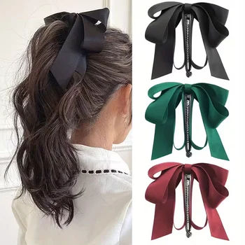 Bow Tassel Hair Clip, High-End Satin, Y2K Style, Hairstyle Decoration and Ponytail…