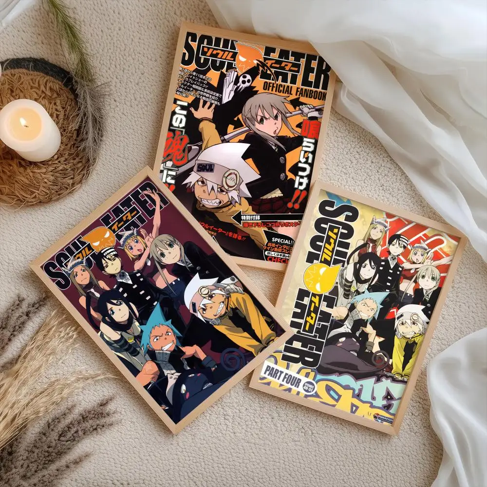 S-Soul Eater Anime Poster Stickers Self-Adhesive Painting Mural Decor Wall Decals for Bedroom Living Room Home HD Gift