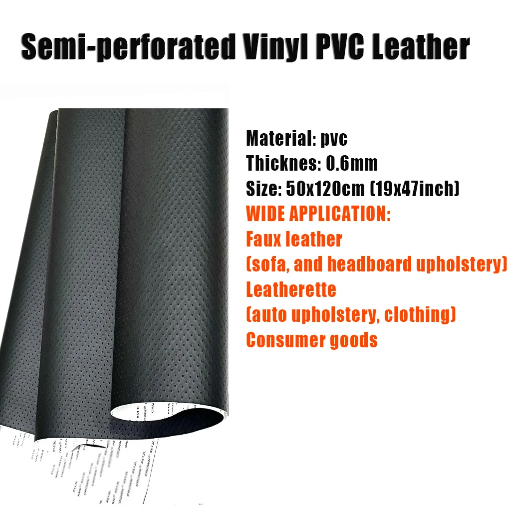 Self-adhesive Semi Perforated Vinyl Fabric Upholstery Synthetic Leather Sheets for Car Headliner Furniture Sofa Boat Replacement