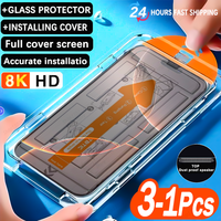 3-1PCS Ultra HD 8K Tempered Glass For iPhone 16 15 13 12 11 Pro Max 14 15 Plus 16E Screen Protector Easy Install Dust-Free Box
