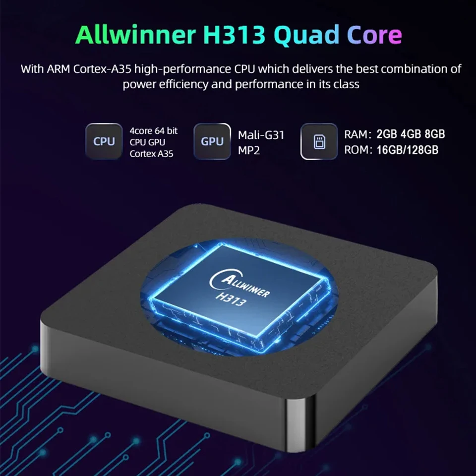 TV Box Android16 Q10 Allwinner H313 Compatible con Doble Wifi 2.4G y 5G 8K ROM 64G 128G Set-Top Box Reproductor Multimedia TV Box Voz Set-Top Box 4