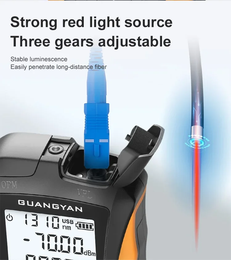 FTTH Tool Fiber Optic OPM Optical Power Meter Visual Fault Locator VFL 5/15KM RJ45 Tester Cable Tracker Mini Red Fiber Pen
