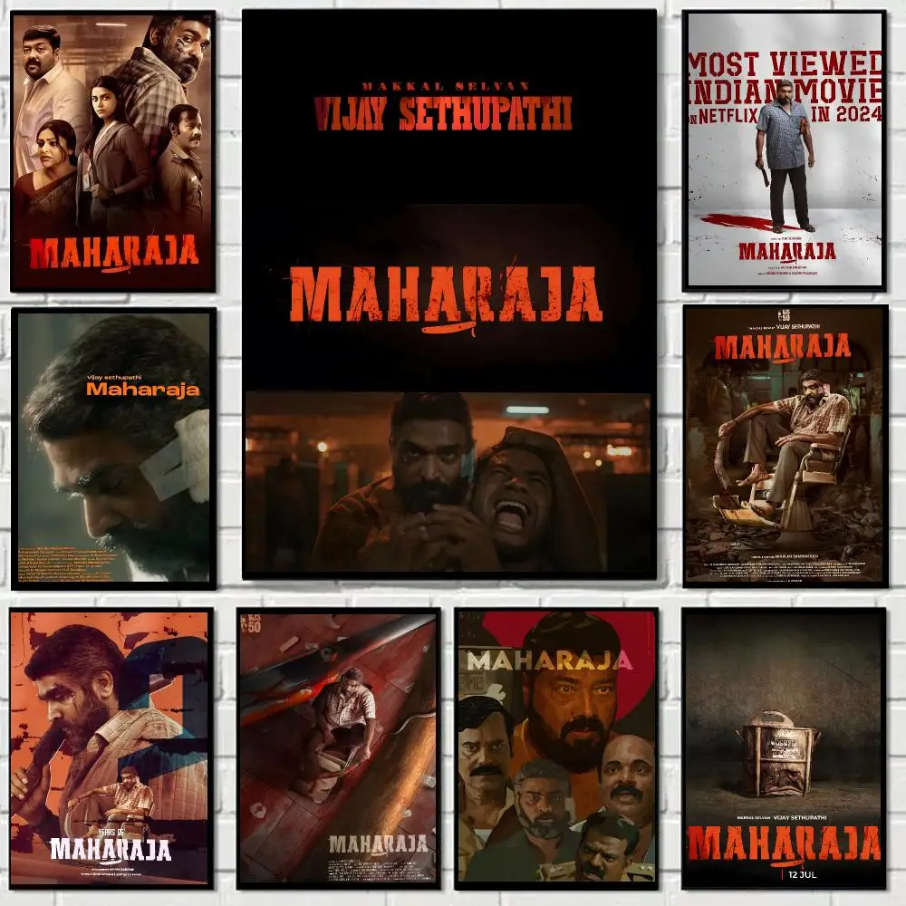 Maharaja Movie Thriller Action Poster Self-adhesive Advanced Aesthetic Printing Paper Wall Art for Living Room Home Decor
