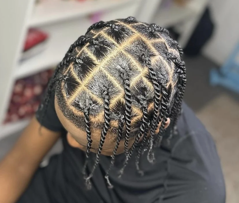 Toupet à nœud unique pour hommes, queue de cheval haute, système de cheveux humains, tressé noir, ligne de cheveux naturelle, 6 ans de long