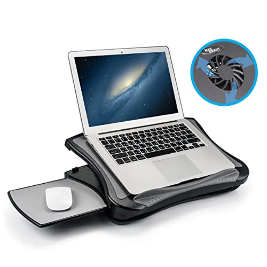 

Подставка для ноутбука с ковриком для мыши и USB-вентилятором, нескользящий термозащитный экран для планшетов и компьютеров, для дома, офиса, кровати, дивана, кушетки