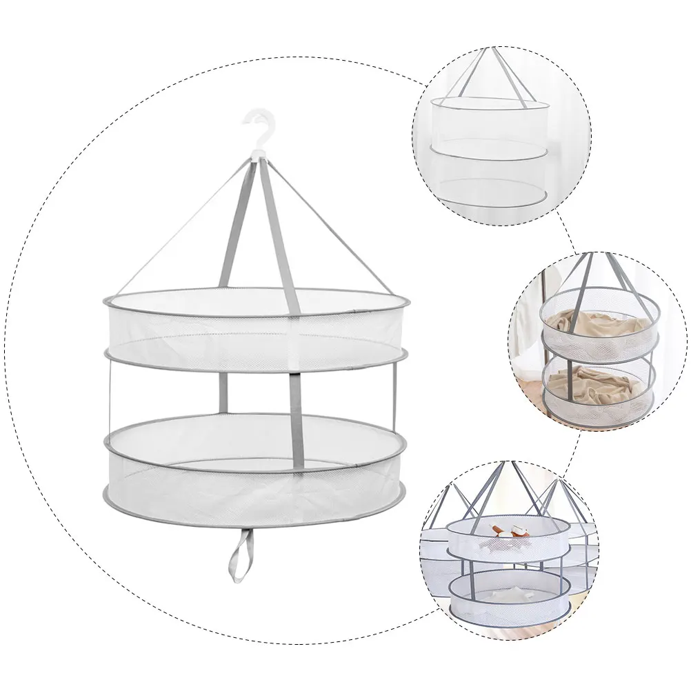 

2 Tiers Foldable Drying Rack Clothes Basket Mesh Net Lightweight Home Outdoor Camping Travel Bras Socks Towels Underwear Hanger