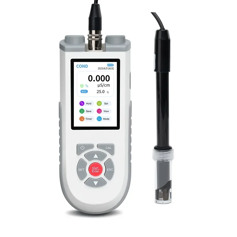 

WEIAI Portable Power Station Salinity TDS EC Meter Ultrapure Water Low Conductivity Probe Power Plant Lab Conductivity Meter