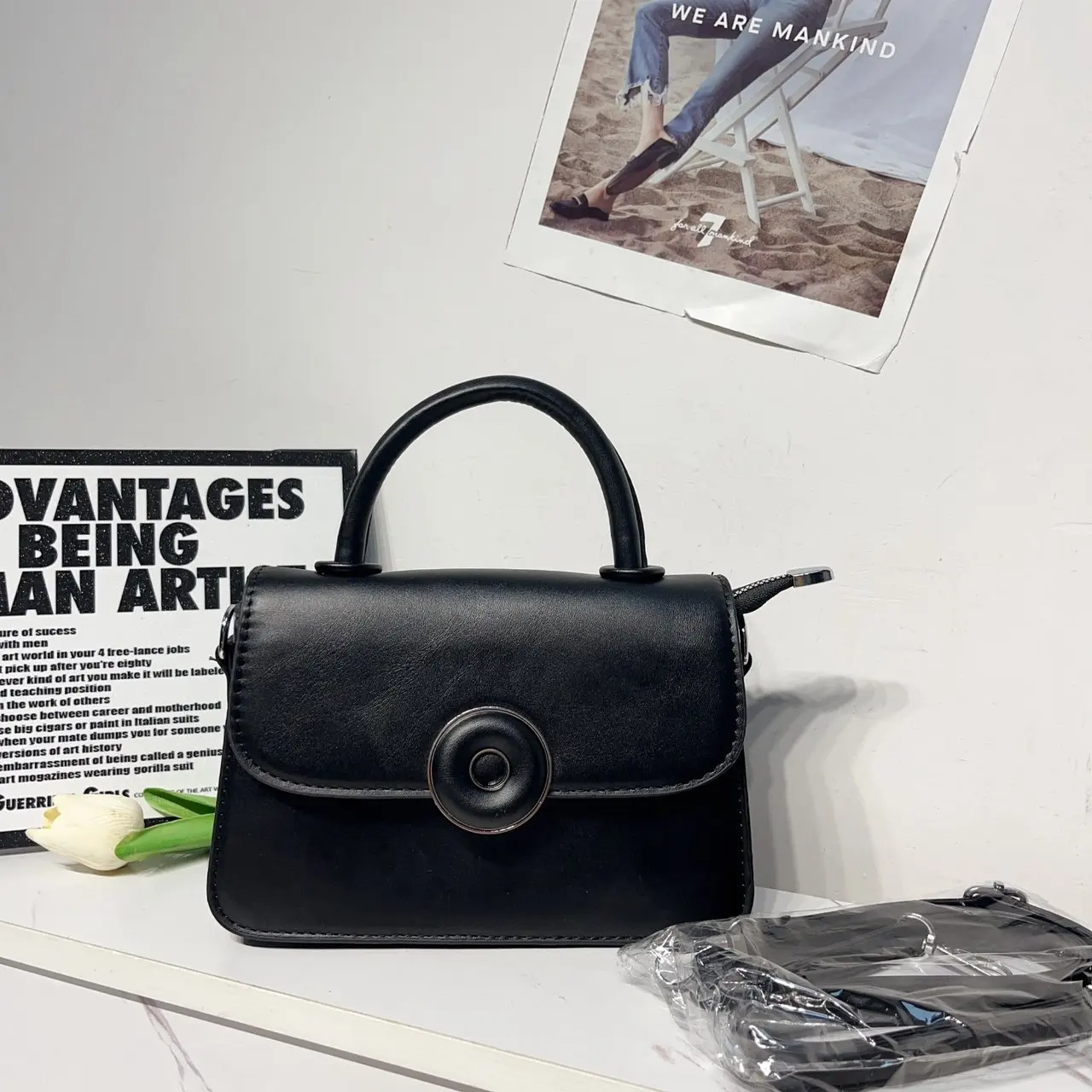 حقيبة كتف كلاسيكية أنيقة للنساء من الجلد بتصميم كلاسيكي حقيبة يد كروس فاخرة للأسلوب اليومي الحديث