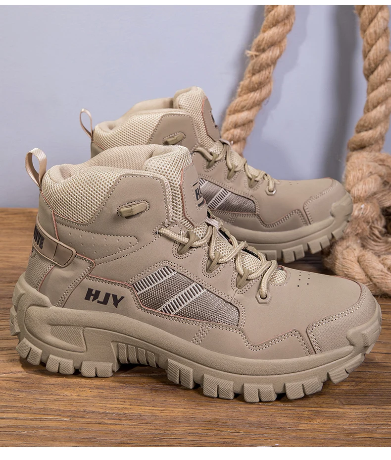 Neue Herren-Taktikstiefel in Übergrößen 39-46, Rutschfeste Outdoor-Wanderschuhe, Verschleißfeste Trekking-Knöchelstiefel – Detail 7