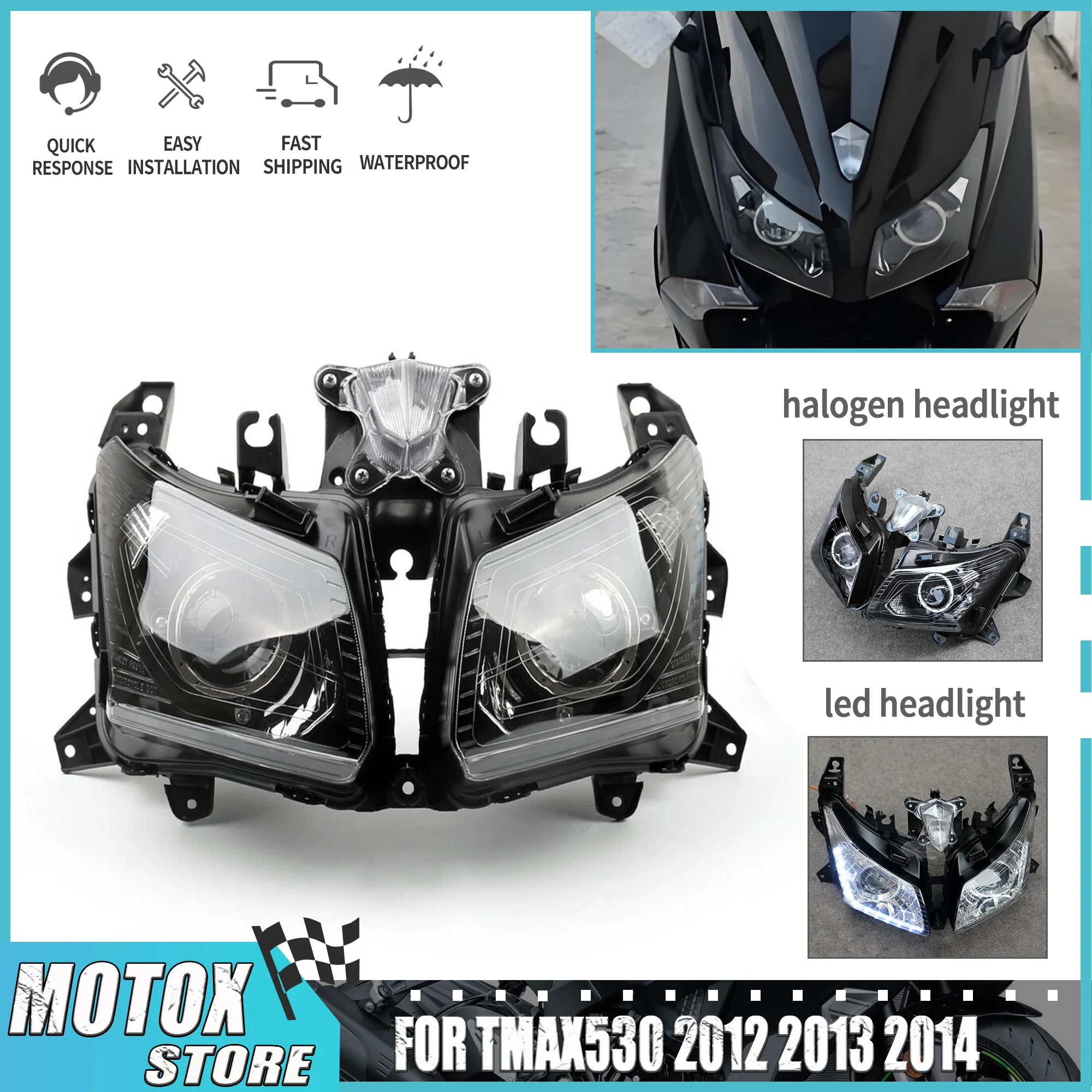 Motorcycle AccessoriesFit For 2012 - 2014 YAMAHA TMAX530 TMAX 530 TMAX 530 T-MAX 530 2013 Head Light Headlight Headlamp Assembly