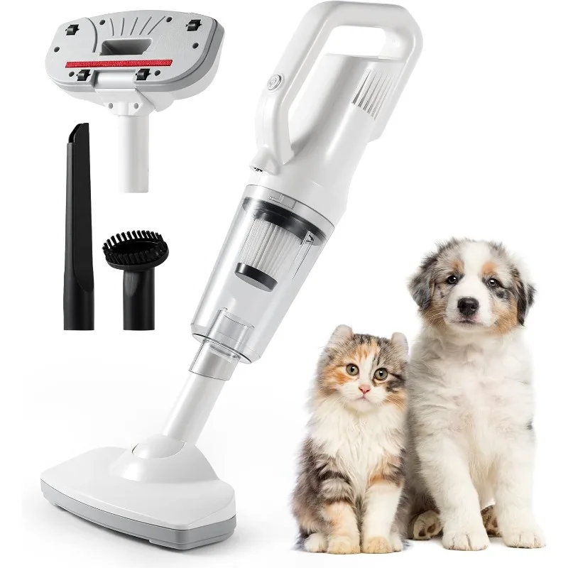 Cordless Pet Hair Vacuum 12000 PA Powerful Suction with LED Light, 4 Different Nozzles, Cat Hair or Dog Hair Vacuum for Shedding